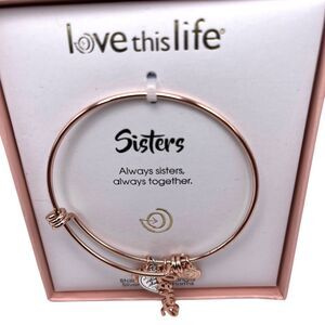 Sisters Bracelet Love This Life Silver Plated Charms New in Box Women Heart Love